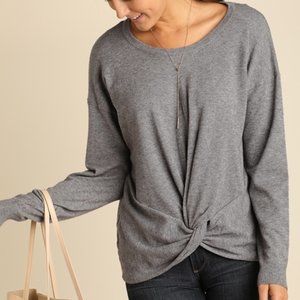 Umgee Grey Twist Crew Neck Sweater Sz Small
